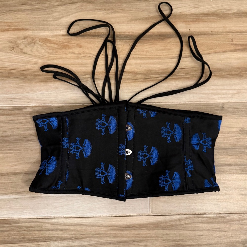 Dracula Clothing Blue Skull Underbust Corset Waist Cincher Gothic Steampunk